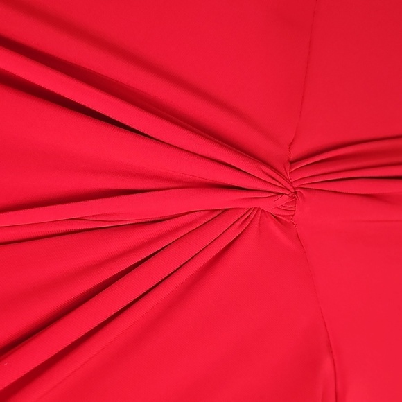 Express Vibrant Red TwistFront Vneck Maxi Dress wFront Slit Elegant Sexy Holiday - Picture 7 of 16